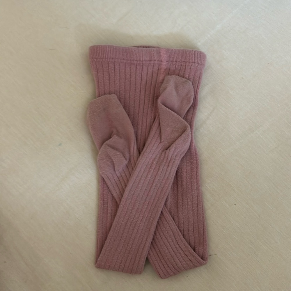 Zara girls pink ribbed cotton tights 4-5year
